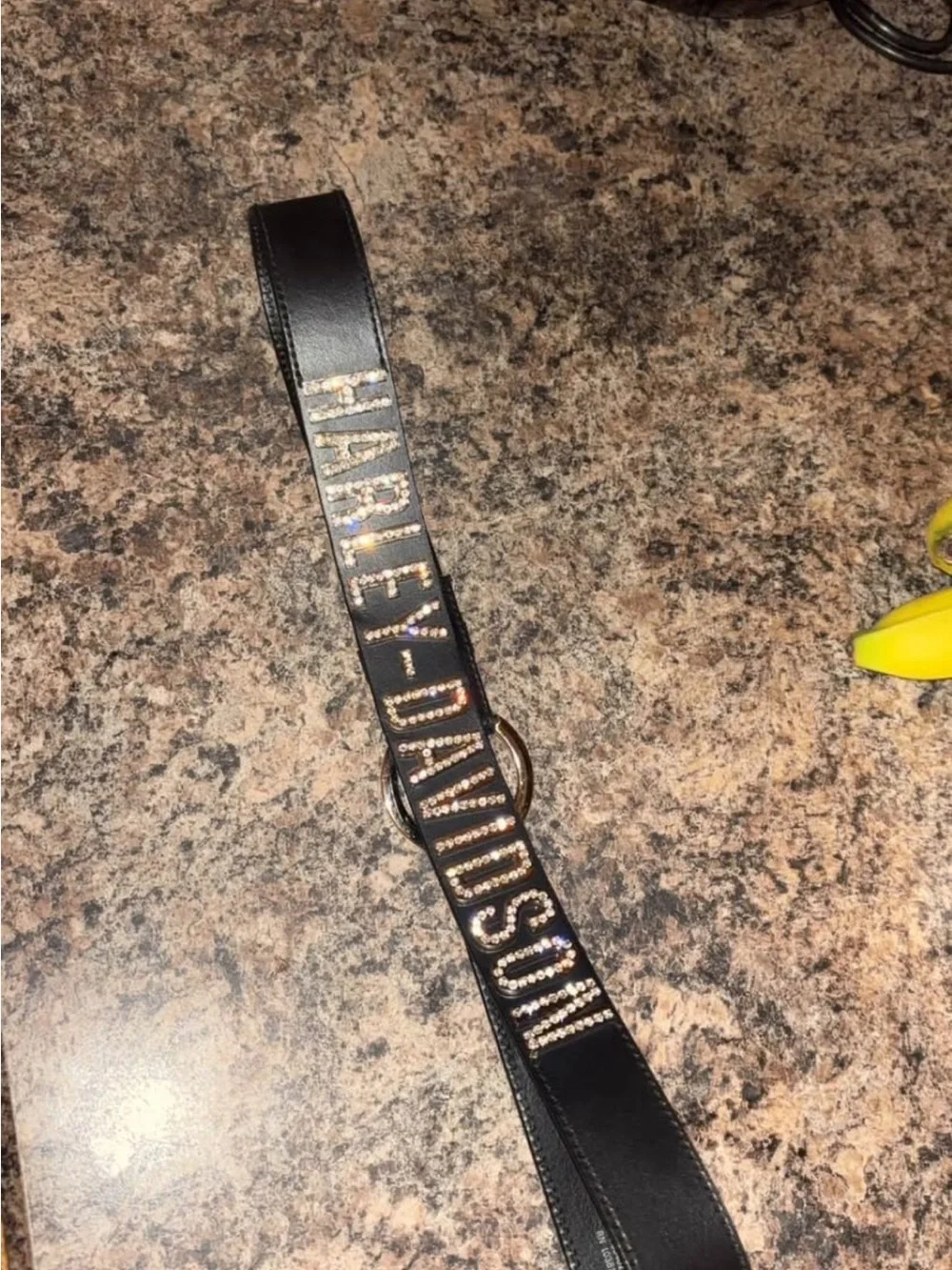 Harley-Davidson Woman’s Black Leather Belt with Embellished Logo